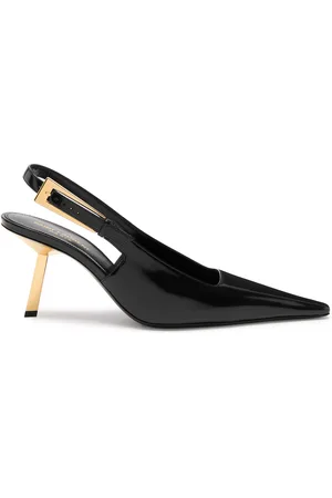 Saint Laurent Lee 75 Glossed Leather Slingback Pumps