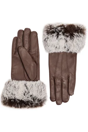 Dents Sarah Faux Fur-trimmed Leather Gloves - - S