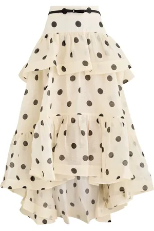 ZIMMERMANN Crush Belted Polka dot Linen-blend Midi Skirt - - 0 (UK 8 / S)