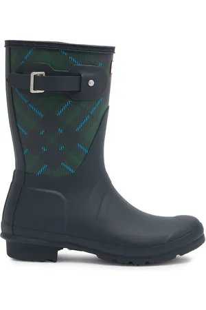 Hunter Original Short Checked Rubber Wellington Boots - - 38 (IT38/ UK5)