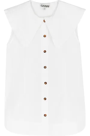 Ganni Ruffle-trimmed Cotton Blouse - - 12
