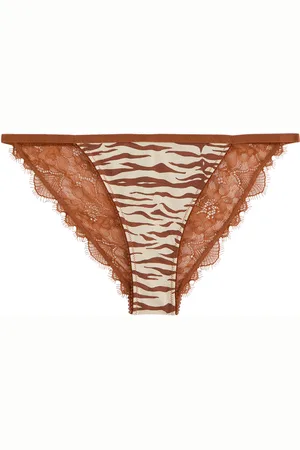 LOVE Stories Wild Rose Zebra-print Lace Briefs - - L (UK14 / L)