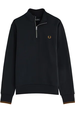 Fred Perry Logo Half-zip Cotton Sweatshirt - - S