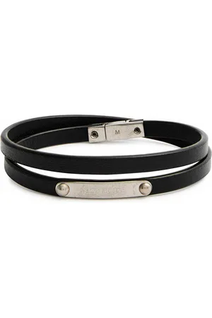 Saint Laurent Logo Leather Double-wrap Bracelet - - M