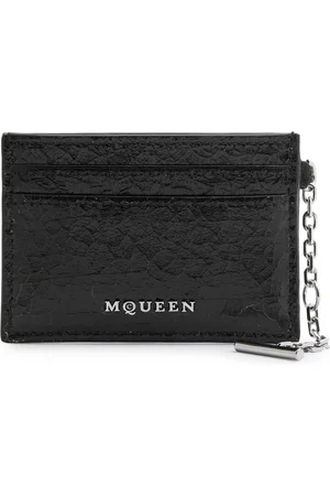 Alexander McQueen Logo Cracked-effect Leather Card Holder - - One Size