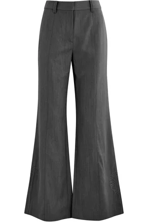 CLEA Hunter Embroidered Flared-leg Wool Trousers - - XS (UK6 /xs)