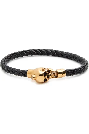 Alexander McQueen Skull Woven Leather Bracelet - - M