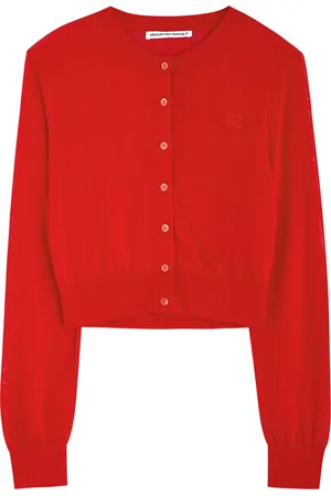 Alexander Wang Logo-embroidered Cropped Fine-knit Cardigan - - M (UK12 / M)