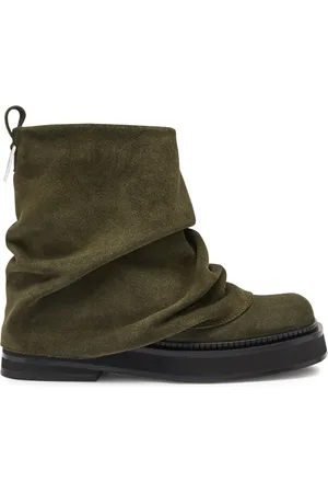 The Attico Robin Mini Layered Suede Combat Ankle Boots - - 36 (IT36 / UK3)