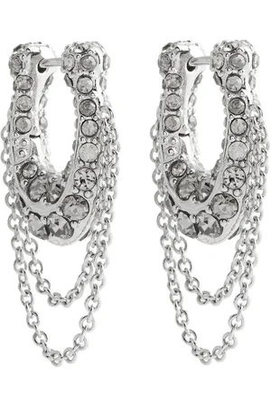 Coach Logo Crystal-embellished Hoop Earrings - - One Size