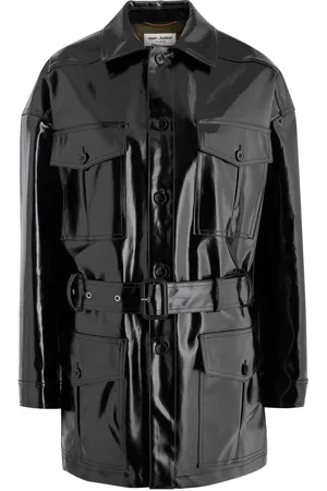 Saint Laurent Saharienne Belted Vinyl Jacket - - 36 (UK8 / S)