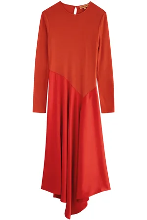 STINE GOYA Wool and Satin Midi Dress - - M (UK12 / M)