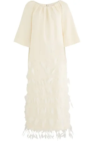 HUISHAN ZHANG Kassia Feather-embellished Crepe Midi Dress - - 16 (UK16 /xl)