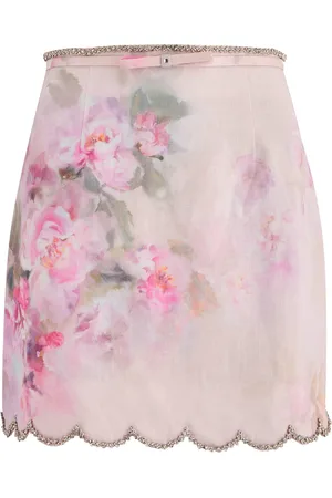 ZIMMERMANN Crush Floral-print Linen Mini Skirt - - 0 (UK 8 / S)