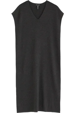 Eileen Fisher Ribbed Wool Midi Jumper Dress - - L (UK 18-20 /xl)