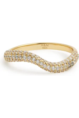 Astrid & Miyu Wave Crystal 18kt -plated Ring - L