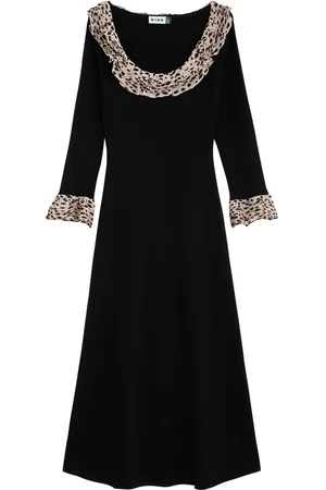 RIXO London Mika Leopard-trimmed Wool-blend Maxi Dress - - 6 (UK6 /xs)