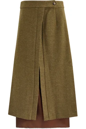 BETTTER Layered Wrap-effect Wool Midi Skirt - - S (UK8-10 / S)