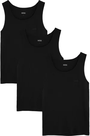 HUGO BOSS Logo-embroidered Cotton Tank - set of Three - - L