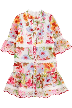Marlo Kids Merry Floral-embroidered Organza Dress