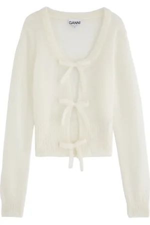 Ganni Tie-front Mohair-blend Cardigan - - L (UK14 / L)