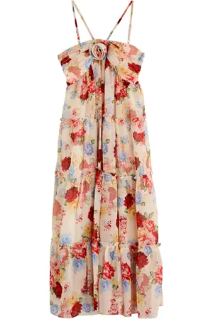 Marlo Kids Holiday Floral-print Chiffon Dress