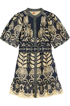 Farm Rio Anika Printed Belted Cotton-blend Mini Shirt Dress - - M (UK12 / M)