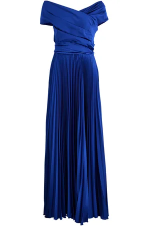 TALBOT RUNHOF Off-the-shoulder Pleated Satin Gown - - 36 (UK10 / S)