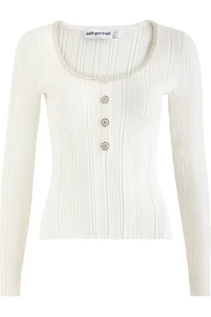Self-Portrait Crystal-embellished Ribbed-knit top - - L (UK14 / L)