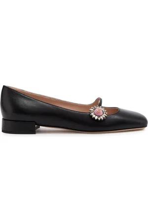 VALENTINO GARAVANI Mary Jane Embellished Leather Ballet Flats - - 37 (IT37 / UK4)