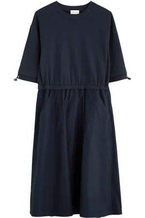 Moncler Abito Cotton and Woven Midi Dress - - L (UK14 / L)