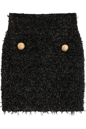 Balmain Frayed Embellished Tweed Mini Skirt - - 38 (UK10 / S)
