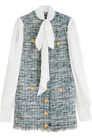 Balmain Silk and Bouclé Tweed Mini Dress - - 38 (UK10 / S)