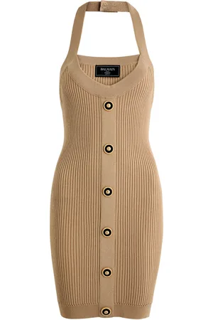 Balmain Halterneck Ribbed-knit Mini Dress - - 40 (UK12 / M)