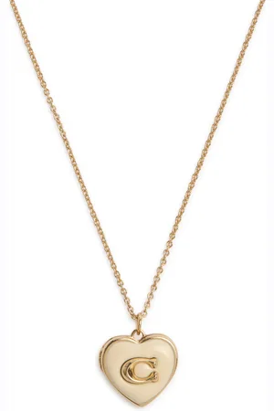 Coach Heart Logo Locket Necklace - - One Size