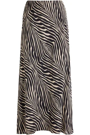 By Malene Birger Boshan Zebra-print Matte Satin Midi Skirt - - 40 (UK12 / M)