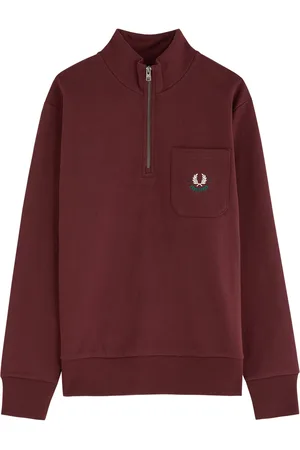 Fred Perry Half-zip Logo Cotton Sweatshirt - - L
