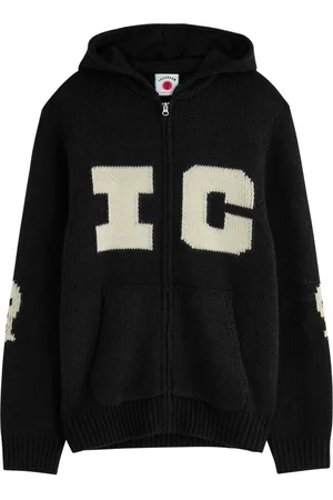 ICECREAM Running Dog Intarsia Hooded Knitted Jumper - - L