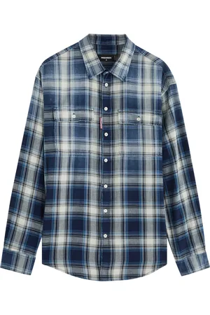 Dsquared2 Plaid-print Distressed Cotton Shirt - - 48 (IT48 / M)