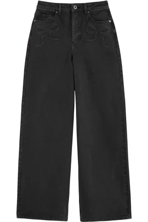Self-Portrait Bow-embossed Wide-leg Jeans - - 30 (W30 / UK12 / M)