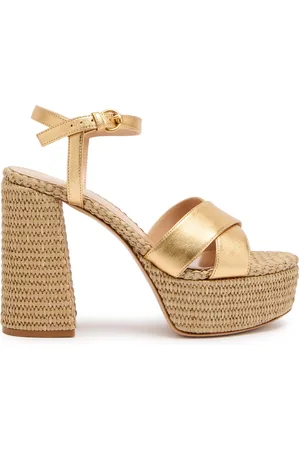 Gianvito Rossi Bebe 125 Raffia and Leather Platform Sandals - - 36 (IT36 / UK3)