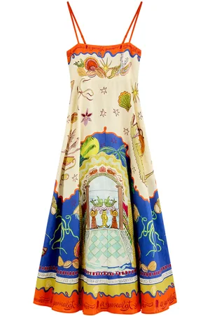 ALÉMAIS Surrealist Printed Flax Midi Dress - - 10 (UK10 / S)