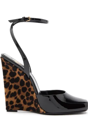 Saint Laurent Le Scandale 110 Patent Leather Wedge Sandals - - 36 (IT36 / UK3)