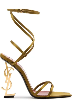 Saint Laurent Opyum 110 Logo Satin Sandals - - 38 (IT38 / UK5)