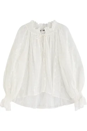 ALICE+OLIVIA Norah Broderie-anglaise Chiffon Blouse - - L (UK14 / L)