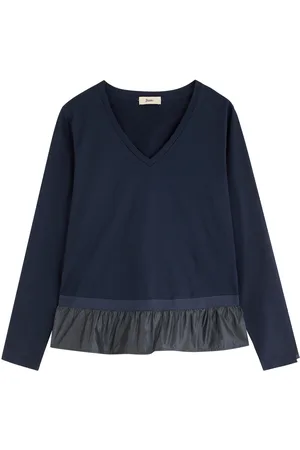 HERNO Ruffle-trimmed Cotton top - - 42 (UK10 / S)