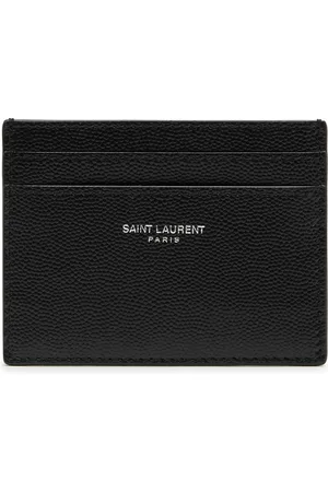 Saint Laurent Logo Pebbled Leather Card Holder - - One Size