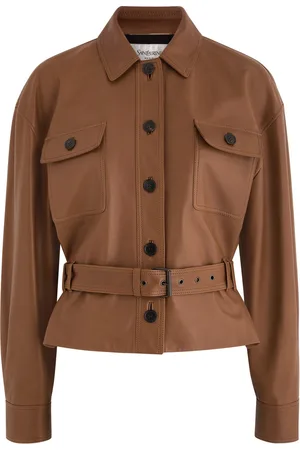 Saint Laurent Belted Leather Jacket - - 38 (UK10 / S)