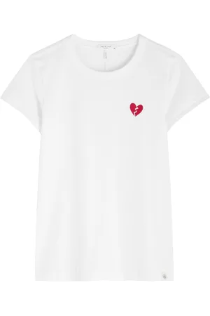 RAG&BONE The Broken Heart Tee Embroidered Cotton T-shirt - - M (UK12 / M)