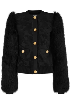 Balmain Floral Jersey and Faux fur Jacket - - 36 (UK8 / S)